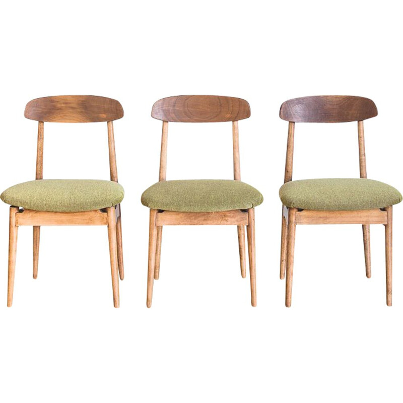 Set de 3 chaises vintage scandinave Espagne, 1960