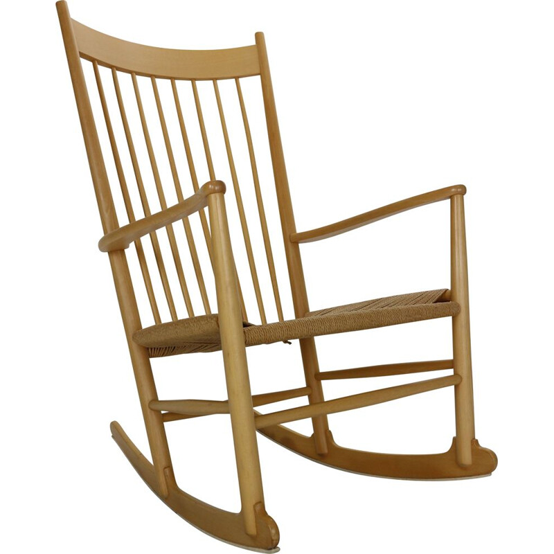 Vintage Rocking Chair Hans Wegner Beechwood J16, Denmark 1960s