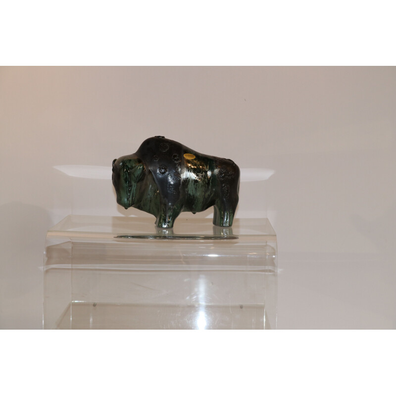 Bullbuffalo vintage en céramique fait à la main par Kurt Tschörner pour Otto Keramik Allemagne 1960