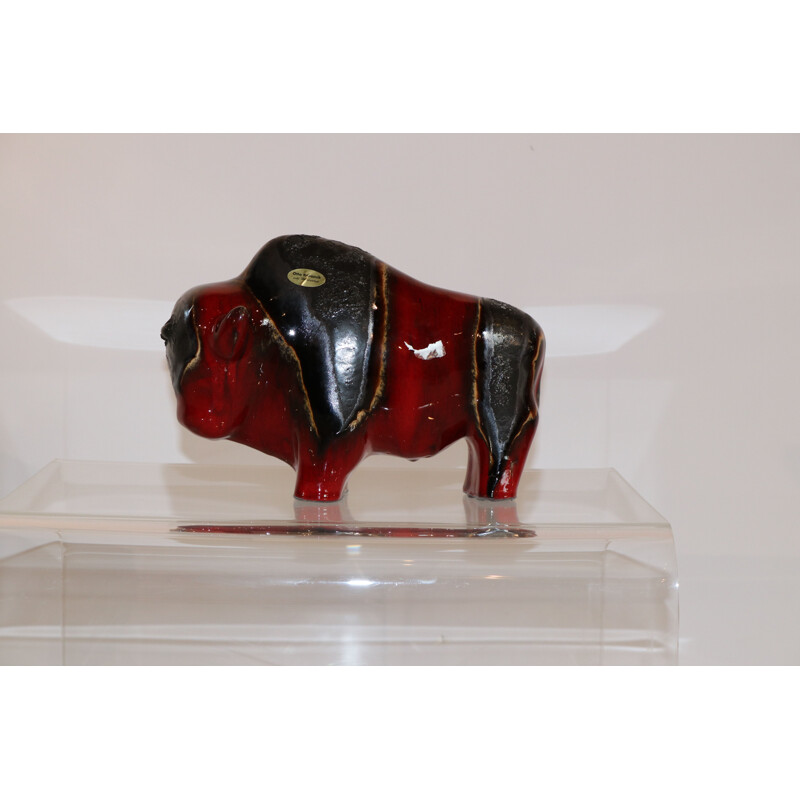 Bullbuffalo vintage en céramique fait à la main par Kurt Tschörner pour Otto Keramik Allemagne 1960