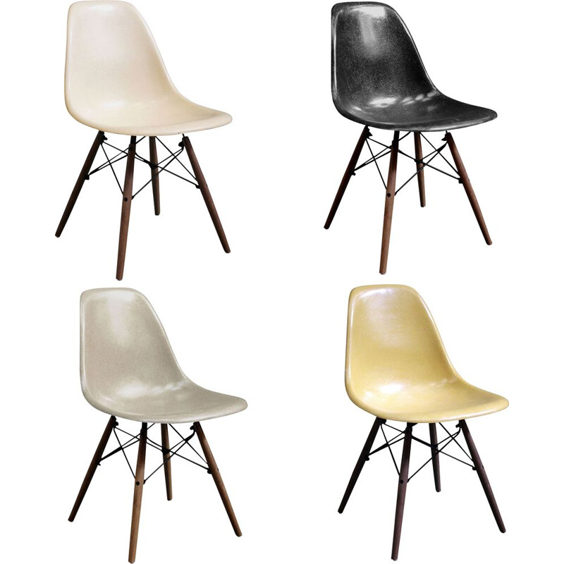 Set van 4 vintage DSW stoelen van Charles