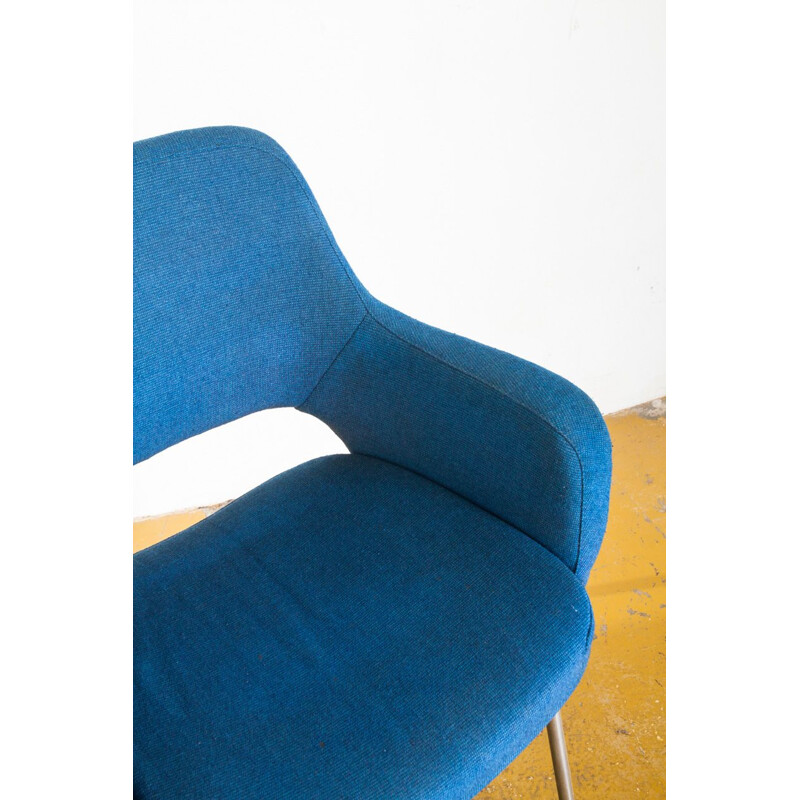 Paire de fauteuils vintage Tissu d'origine Fer chromé France 1970