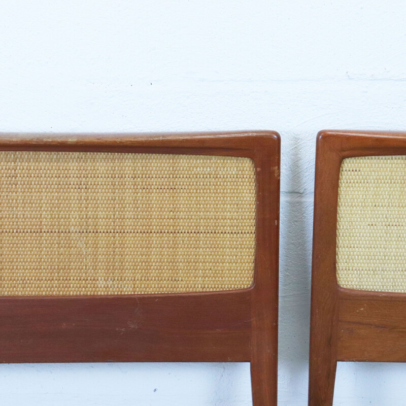 Vintage teak and rattan headboard and footboard Sweden, 1960