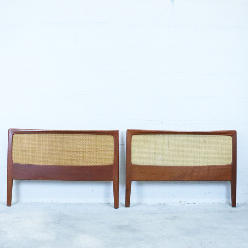 Vintage teak and rattan headboard and footboard Sweden, 1960