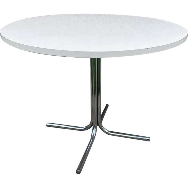 Vintage dining table kitchen or dining room round chrome legs