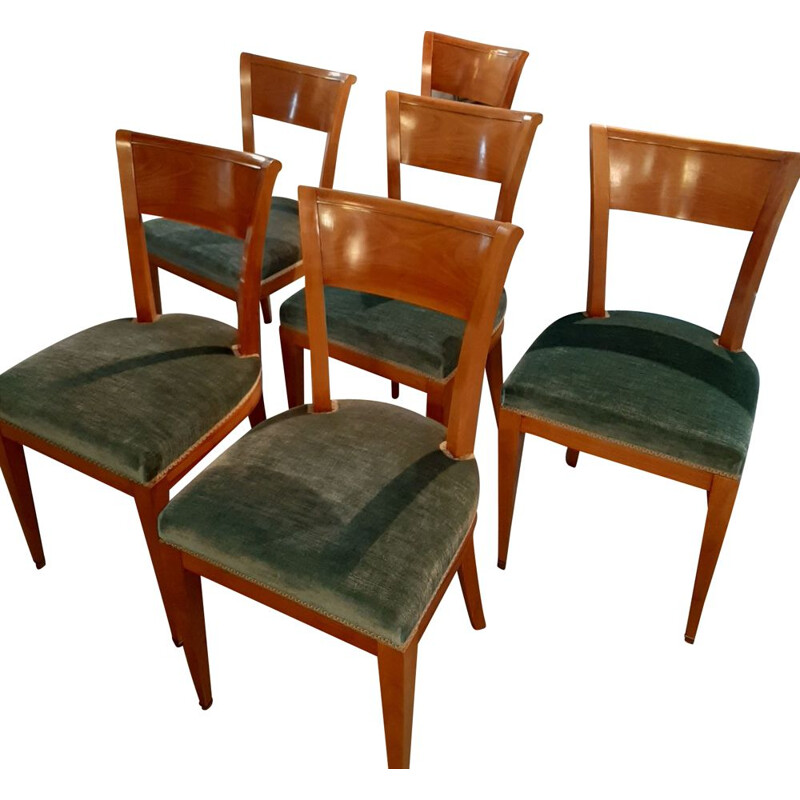 Suite of 6 Vintage art deco chairs Dominique 1940