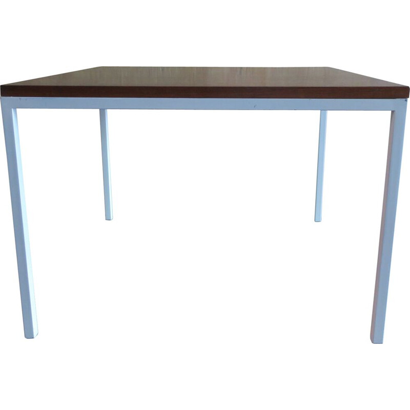 Mid-Century Rosewood Coffee Table with White Lacquered Metal Legs 1960s