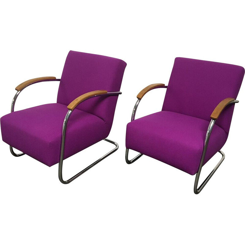 Pair of vintage tubular chairs Mucke Melder