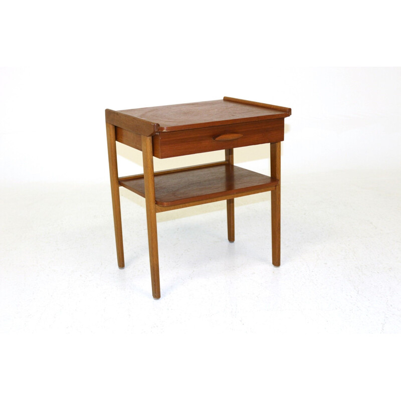 Vintage teak and oak bedside table, Sweden 1960