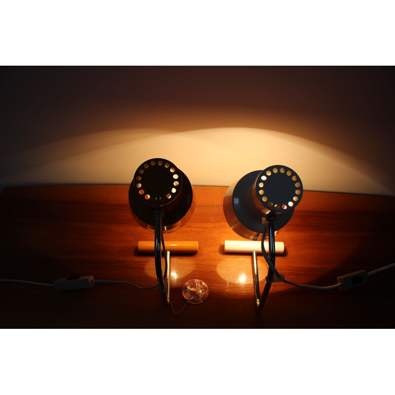 Pair of vintage  table lamp designed by Josef Hůrka for Napako 1970s