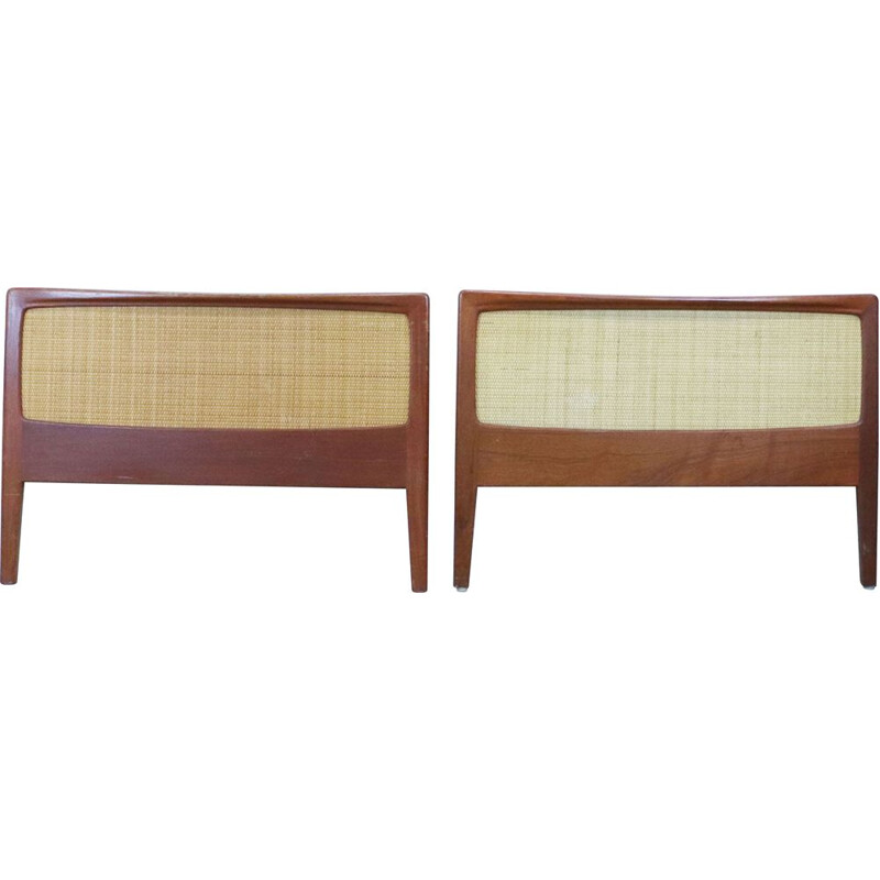 Vintage teak and rattan headboard and footboard Sweden, 1960