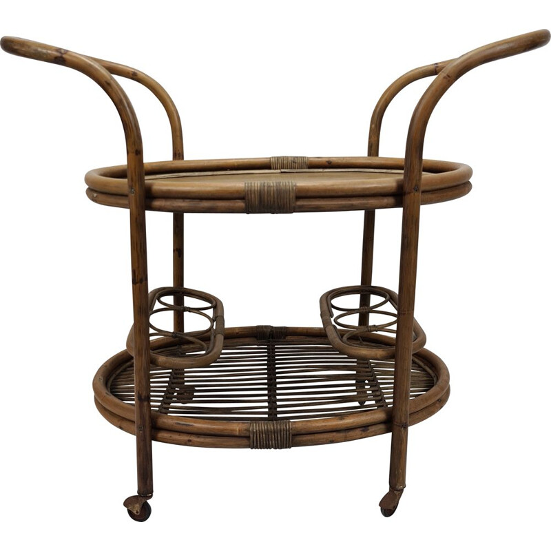 Mid-century bamboo serving trolley, Italian 1950s