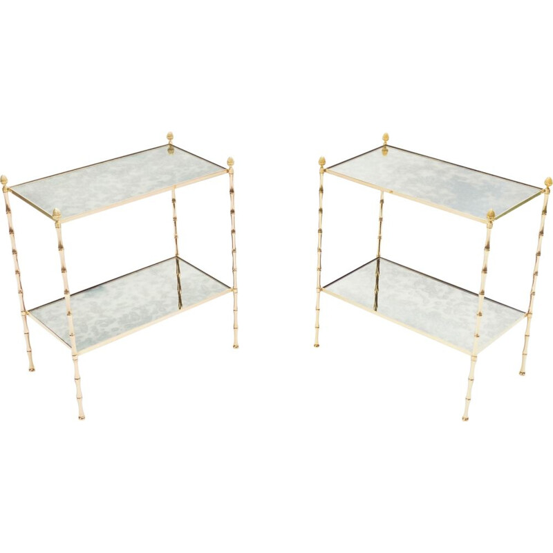 Pair of vintage brass tables, 1960