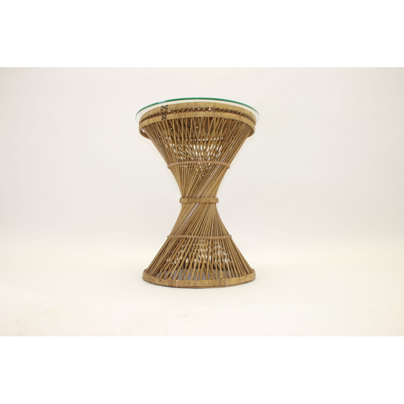 Vintage rattan side table 1970