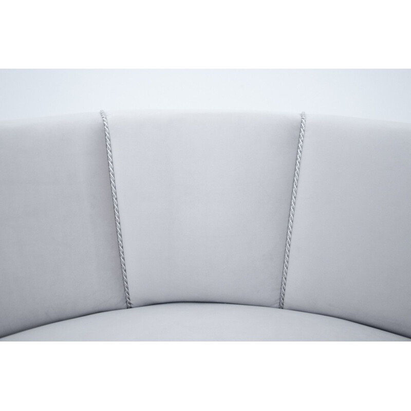 Vintage curved white banana sofa 1950