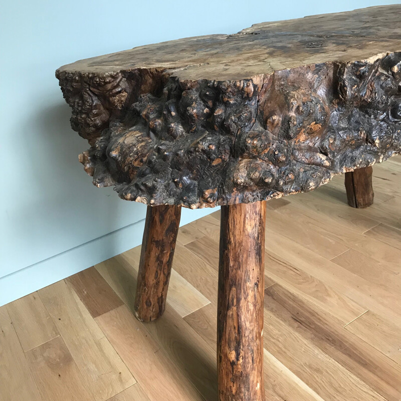 Mesa vintage de madera de olmo