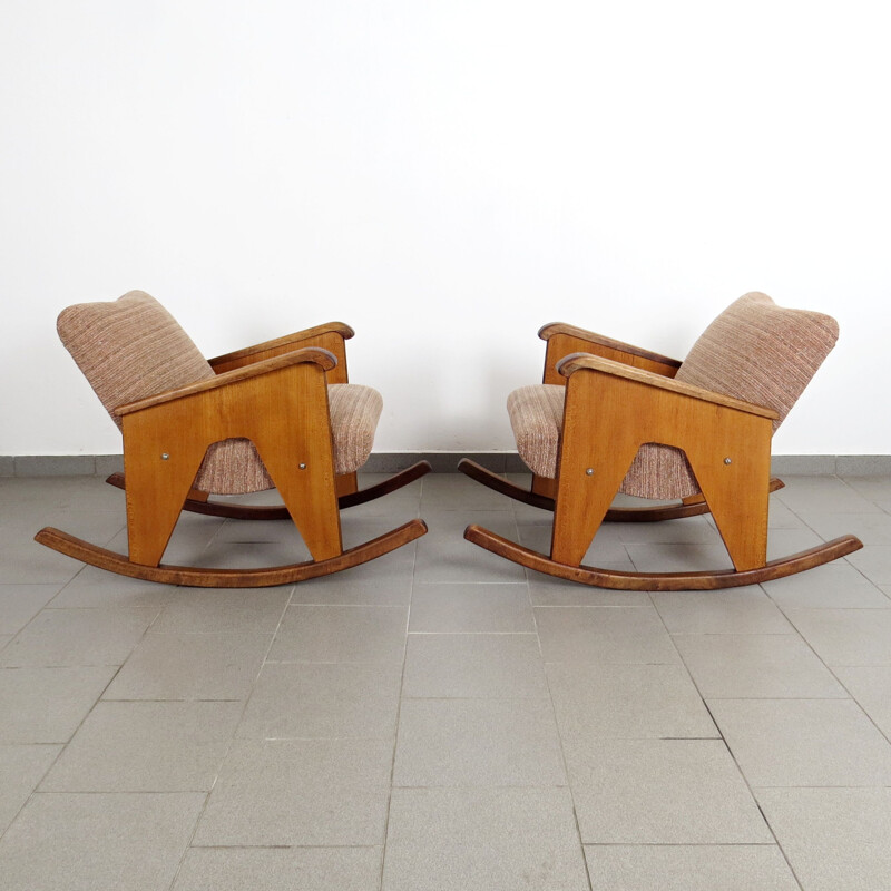 Pair of vintage rocking chair, Czechoslovakia 1960