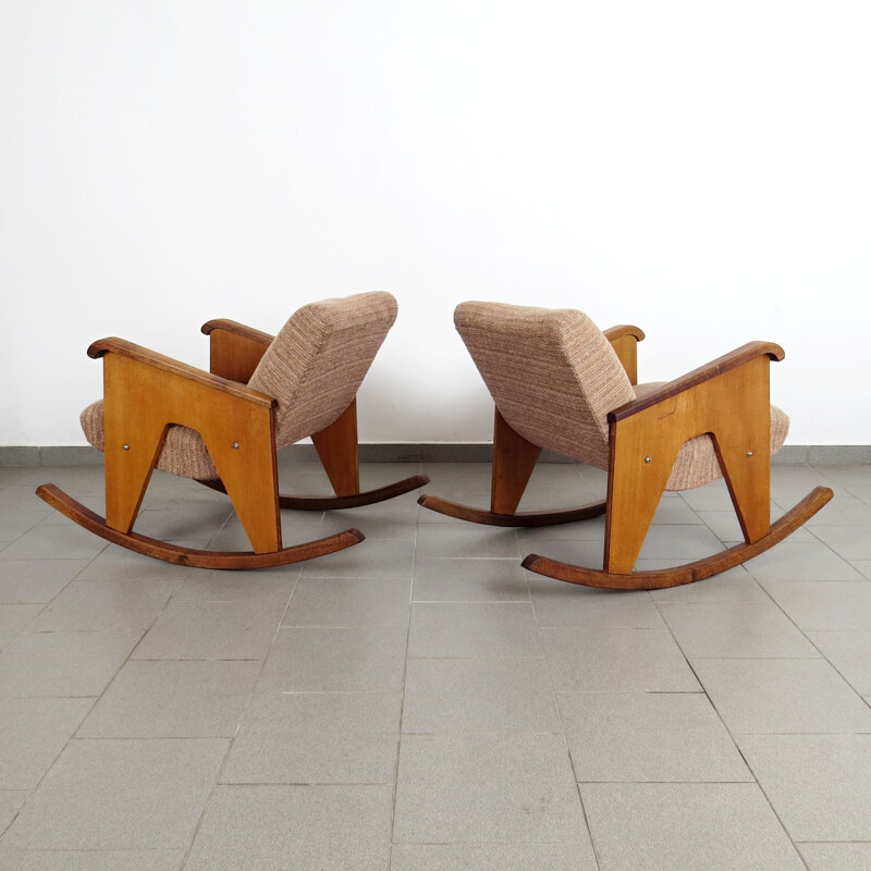 Pair of vintage rocking chair, Czechoslovakia 1960