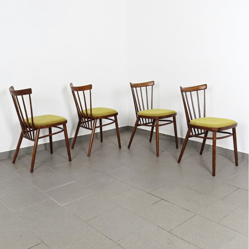 Ensemble de 4 chaises vintage, par Antonin Suman, Tchécoslovaquie 1960