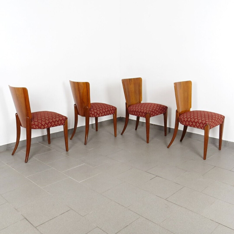 Ensemble de 4 chaises vintage Tchécoslovaquie 1940