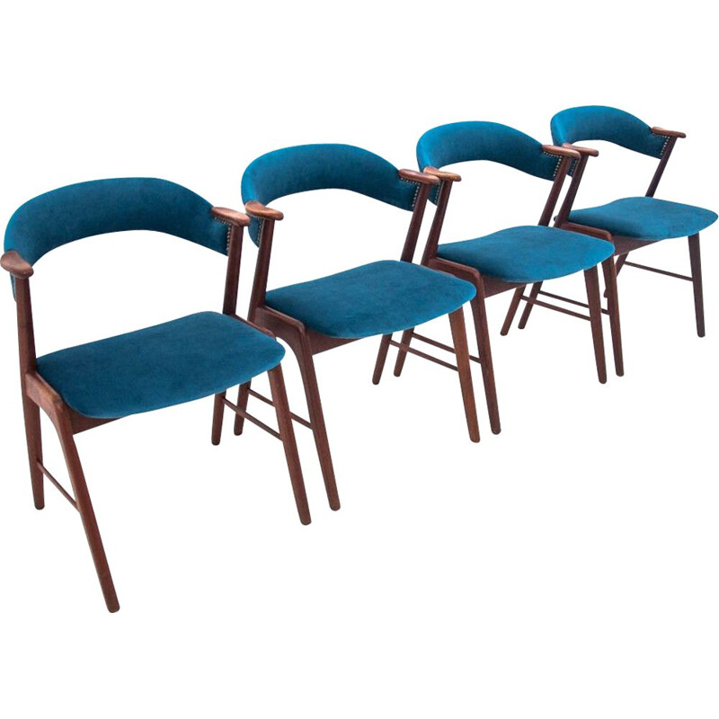 Set van 4 vintage teakhouten stoelen, Denemarken 1960