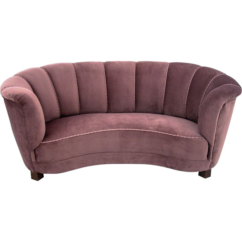 Vintage pink curved banana sofa