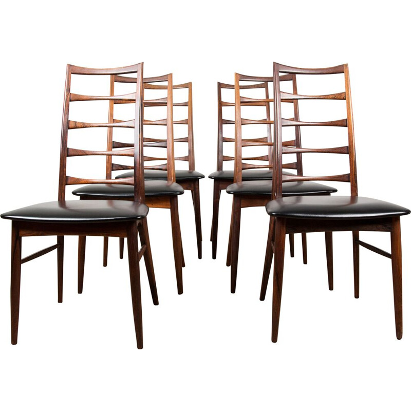 Series of 6 vintage Rio rosewood chairs, Liz model by Niels Koefoed, Denmark