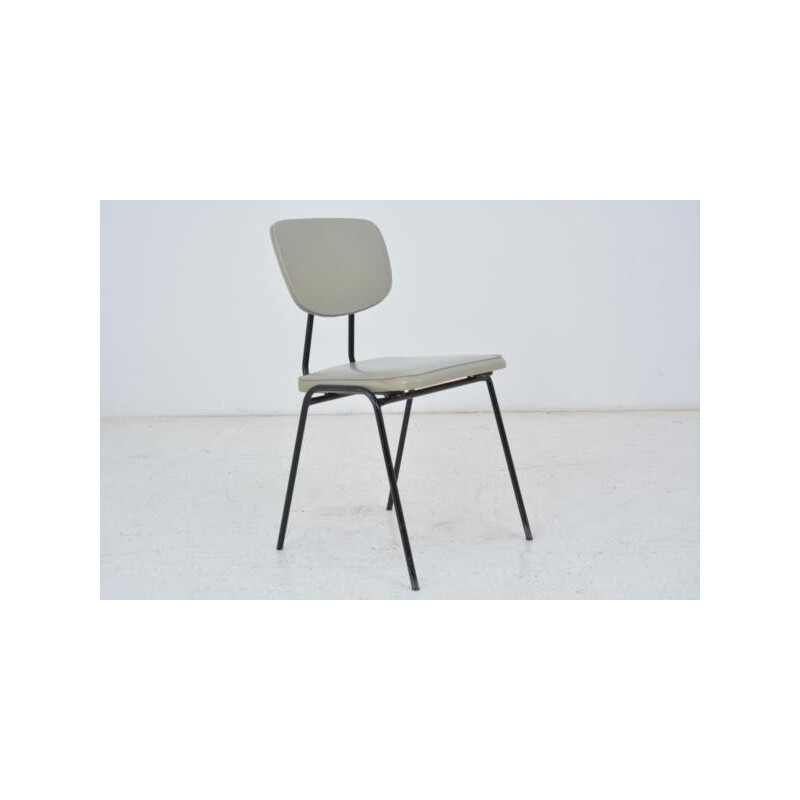 Meurop mid-century chair in leatherette and metal, Pierre GUARICHE - 1960s