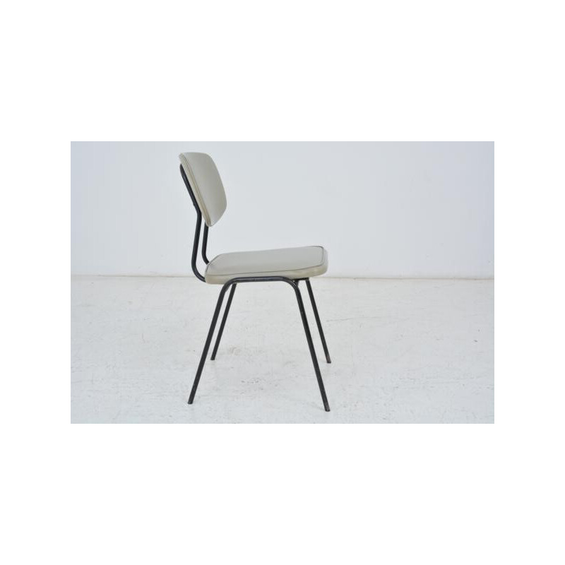 Meurop mid-century chair in leatherette and metal, Pierre GUARICHE - 1960s