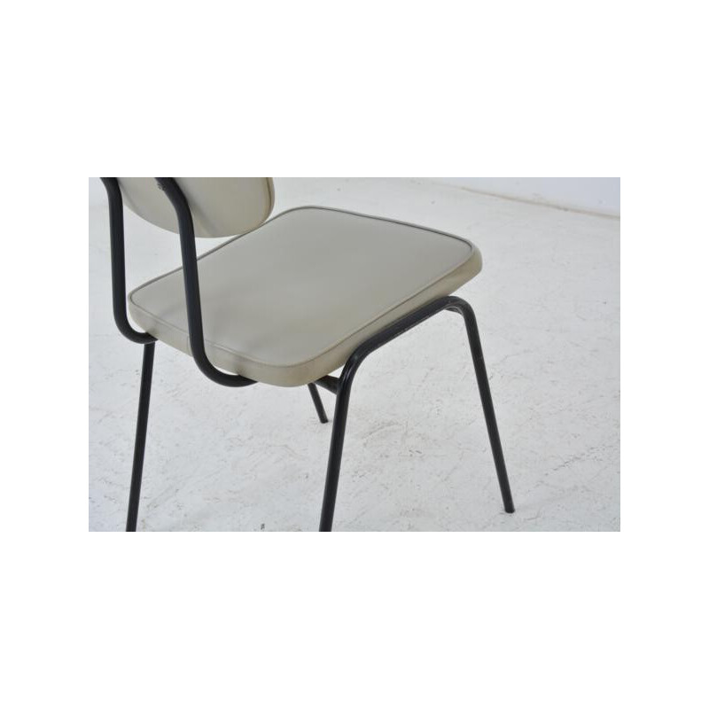 Meurop mid-century chair in leatherette and metal, Pierre GUARICHE - 1960s