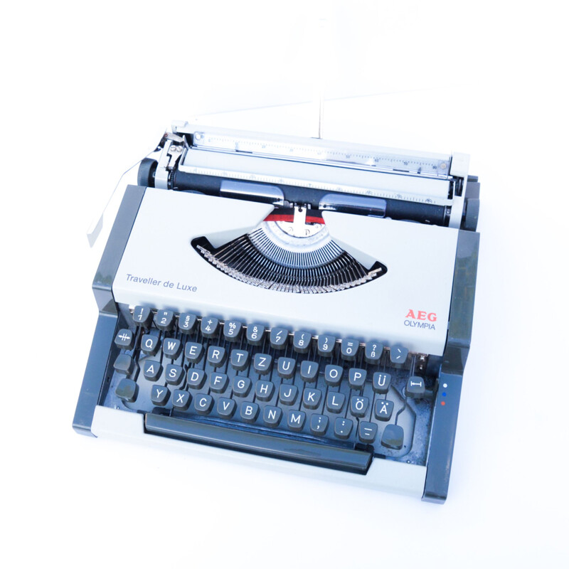 Machine à écrire vintage pour valises, AEG Olympia Traveler de Luxe, Allemagne 1970