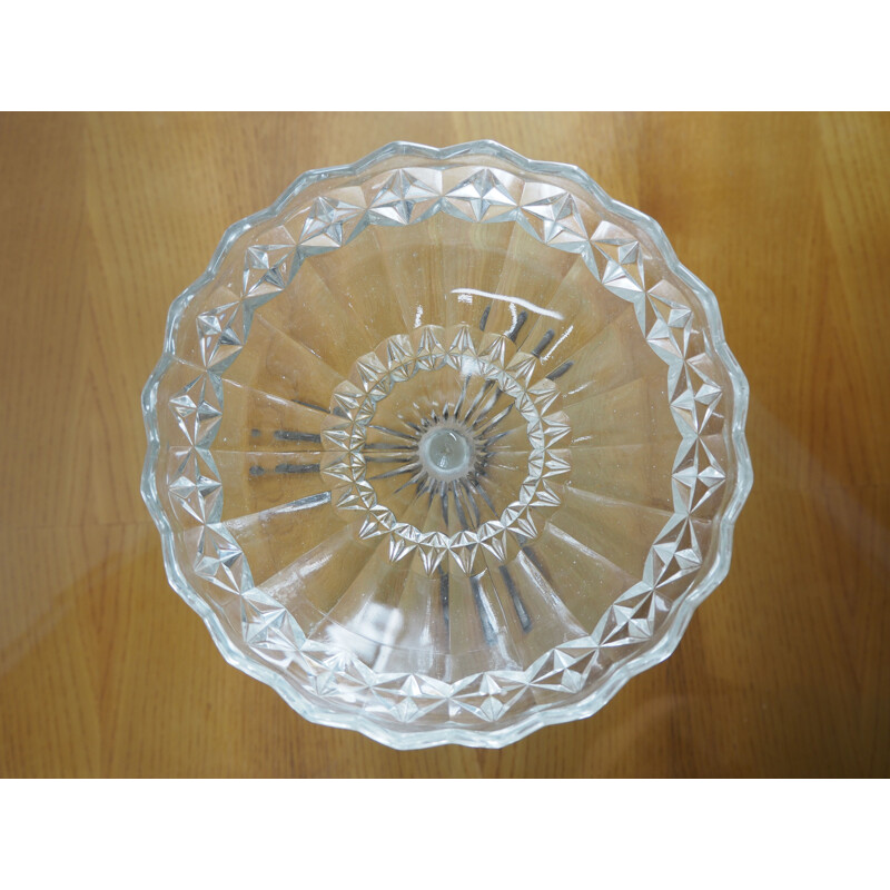 Vintage Art Deco nickel and glass serving bowl, 1920