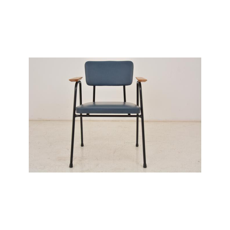 Fauteuil vintage Meurop en simili-cuir et métal, Pierre GUARICHE - 1960