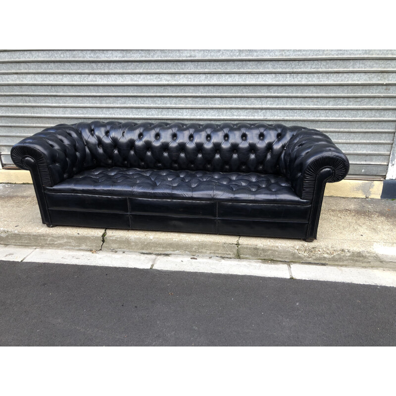 Vintage black sofa Chesterfield 1990