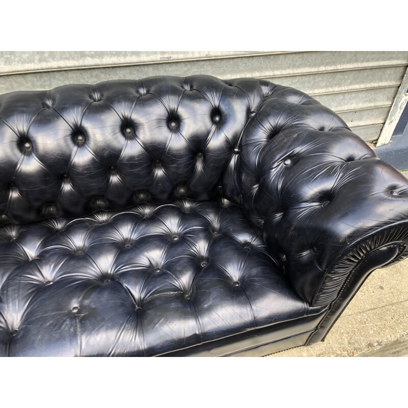 Vintage black sofa Chesterfield 1990