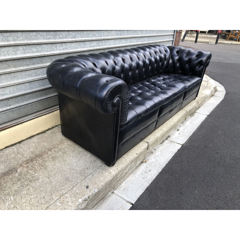 Vintage black sofa Chesterfield 1990