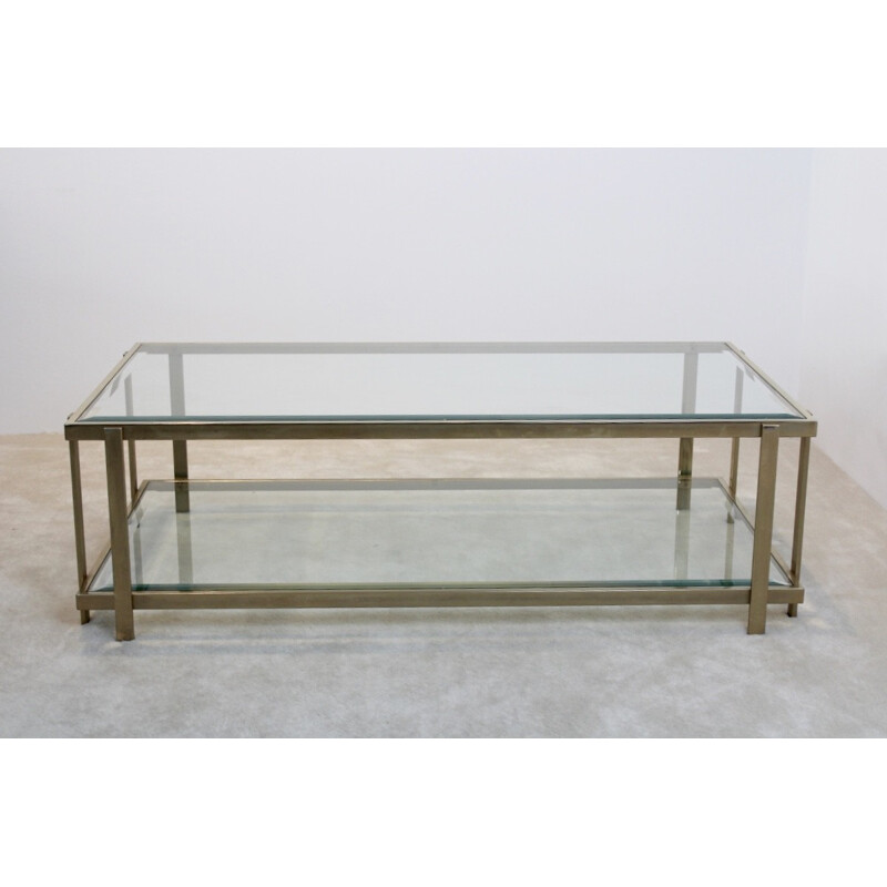 Large coffee table in brass and glass - 1970s