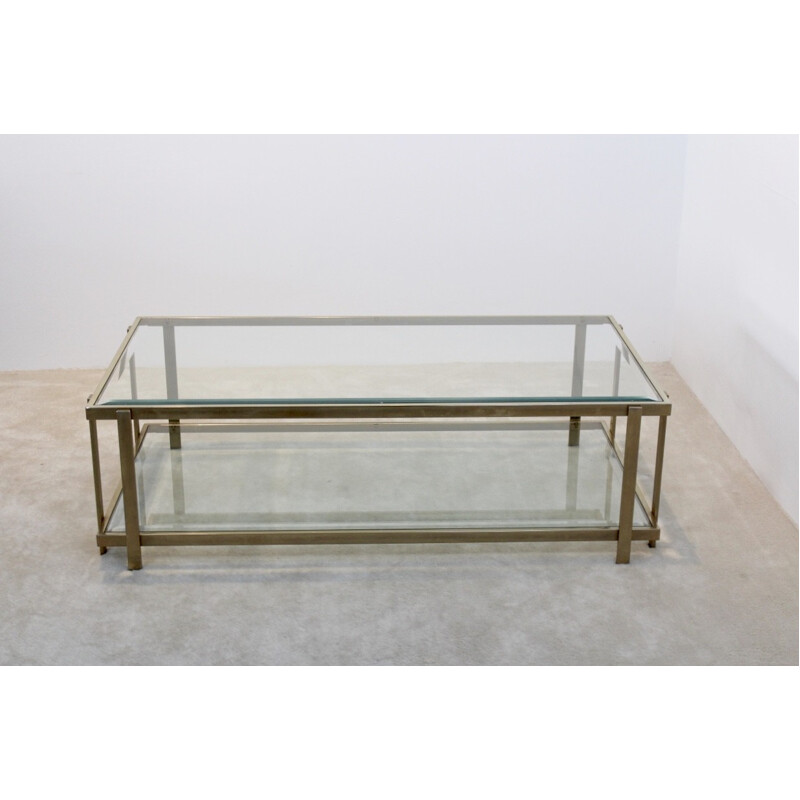 Large coffee table in brass and glass - 1970s