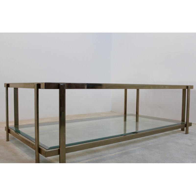 Large coffee table in brass and glass - 1970s