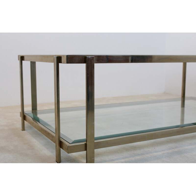 Large coffee table in brass and glass - 1970s