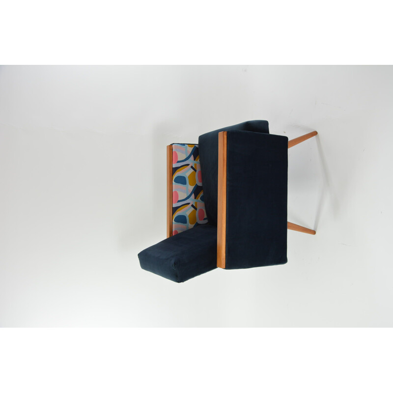 Vintage Sessel quadratisch Matisse blau 1960