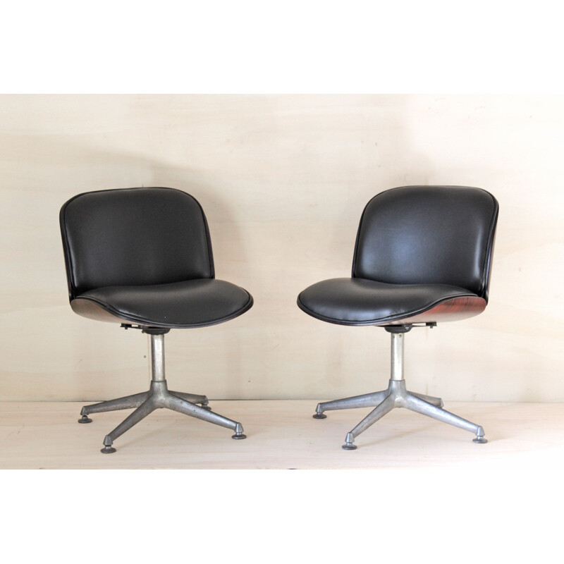 Pair of vintage Ico Parisi armchairs for the MIM Roma 1960