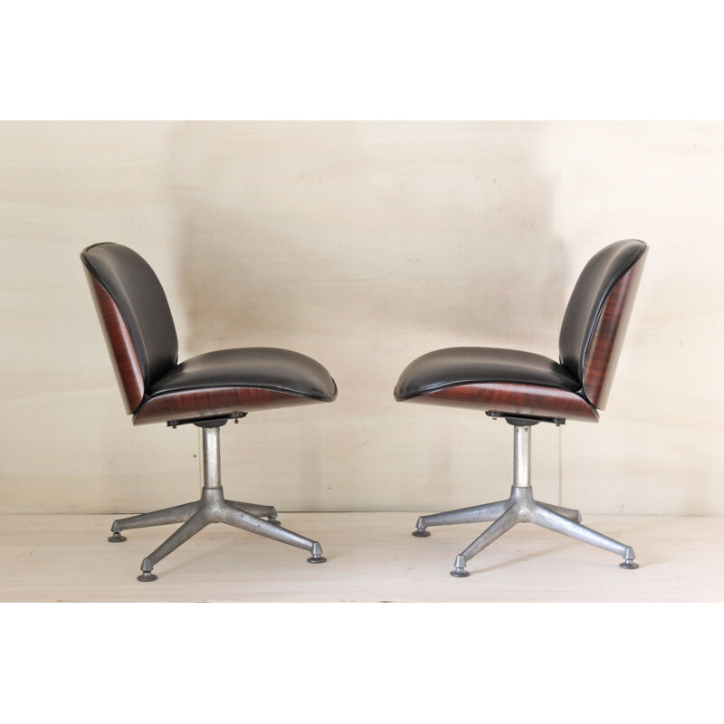 Pair of vintage Ico Parisi armchairs for the MIM Roma 1960
