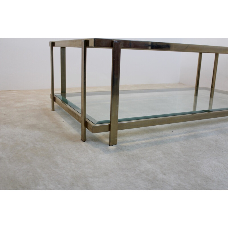 Large coffee table in brass and glass - 1970s