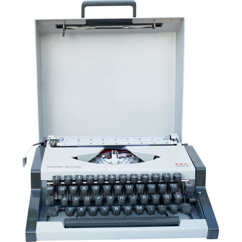 Vintage Suitcase Typewriter, AEG Olympia Traveler de Luxe, Germany 1970s