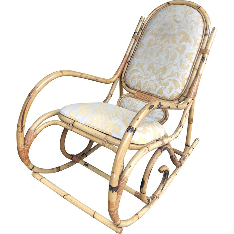 Vintage rattan rocking chair 1920