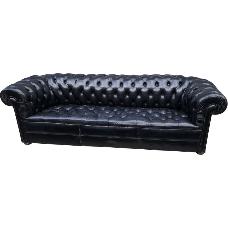 Vintage black sofa Chesterfield 1990