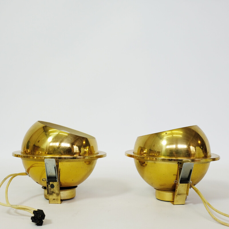 Pair of vintage gold recessed spotlights by Guzzini