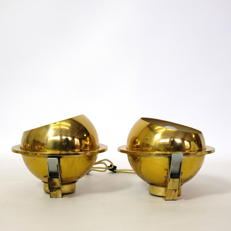 Pair of vintage gold recessed spotlights by Guzzini