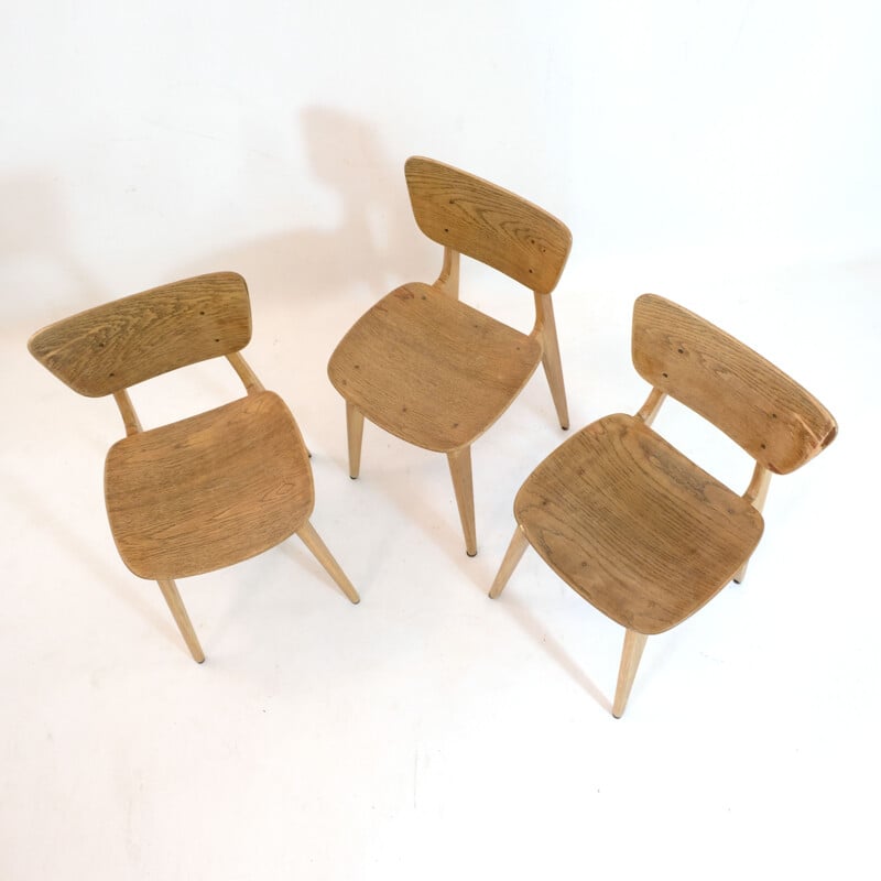 Trio van vintage stoelen 6157 van Roger Landault, 1950